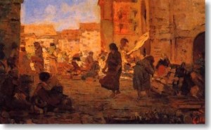 "Mercado da Ribeira" - Pintura de Abel Salazar