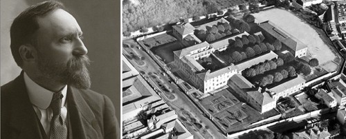 À direita: O Lideu Alexandre Herculano nos primórdios. À esquerda: arquiteto Marques da Silva